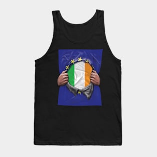 Ireland Flag European Union Flag Ripped Open - Gift for Irish From Ireland Tank Top